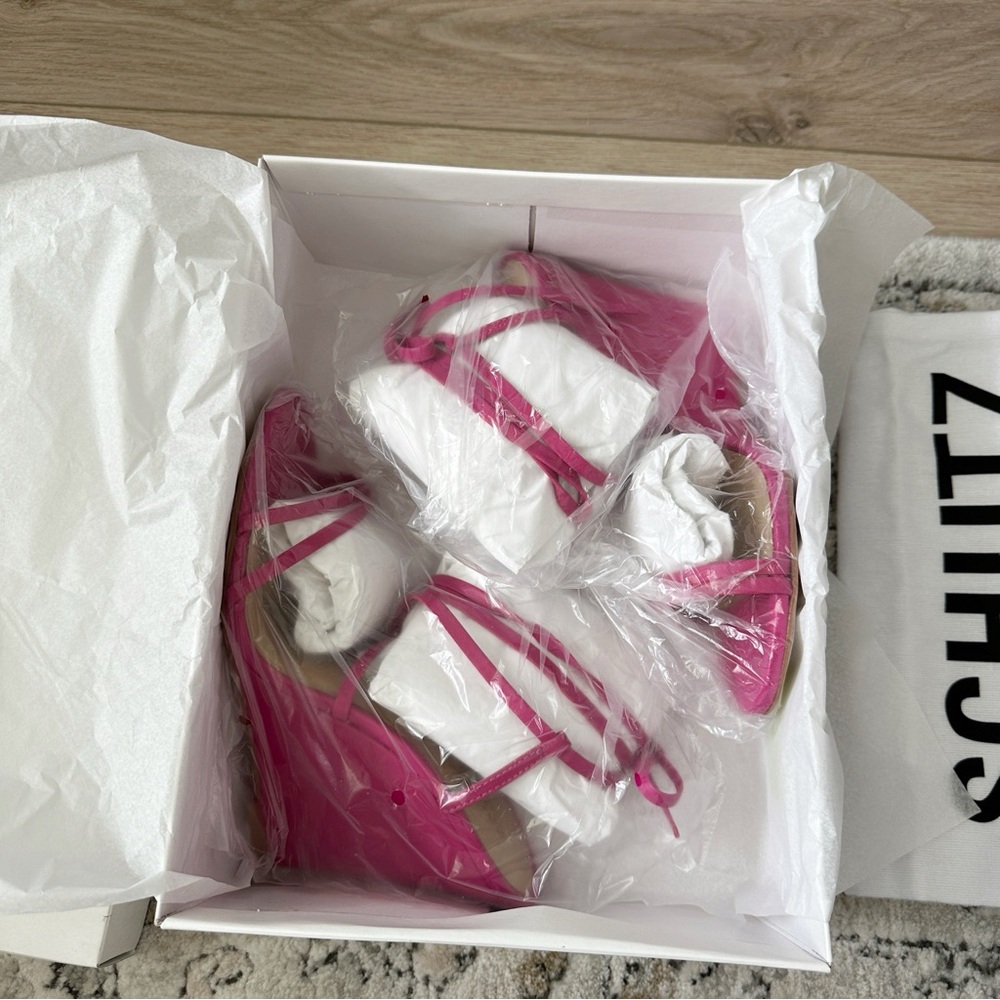 SCHUTZ Hot Pink Strappy Wedge Sandals - Picture 6 of 11